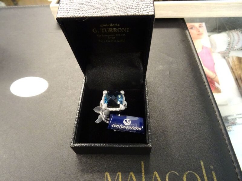 Anello Oro Bianco Blu